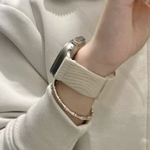 Apple Watch 42/44/45/49mm (1-9. Nesil) Sütlü Çay Naylon Manyetik Kordon - 3