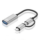 Evrensel OTG Adaptörü - Gümüş (Apple/Type-C 2'si 1 Arada) - 1