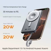 10000mAh Manyetik Kablosuz Powerbank - Altın - 6