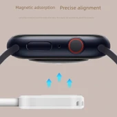 Apple Watch Manyetik Hızlı Şarj Aleti - Type-C Arayüz + 2.0m Çift Type-C Hızlı Şarj Kablosu - 4