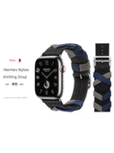 iWatch 1-9/SE 38/40/41mm için Derin Deniz Ordu Mavisi Naylon Örgü Kordon thumbnail 6