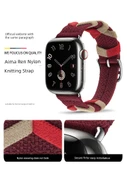 iWatch 1-9/SE 38/40/41mm için Derin Deniz Ordu Mavisi Naylon Örgü Kordon thumbnail 2