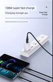 100W 6A USB Şarj Kablosu 3'ü 1 Arada - 2 Metre - Siyah - Tekli Paket - 11