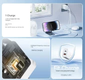 30W Çift Port GaN PD Hızlı Şarj Aleti - Uzak Tepe Mavi 1.0m Örgülü Kablo thumbnail 6