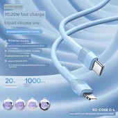 20W PD Hızlı Şarj Sıvı Silikon Type-C Kablo - Mavi (Apple PD20W) - 7