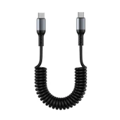Çift Type C - Lightning Yaylı Teleskopik Araç Data Kablosu - Çift Type C Yeşil 100W Alaşım - 6