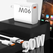 90W Hızlı Şarj Aleti - 1 Metre Kablolu - Xiaomi Uyumlu - 3