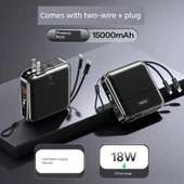 15000mAh Powerbank - Phantom Siyahı, Normal Hızlı Şarj ve Fiş - 1