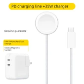 Apple Watch Şarj Aleti Seti - 5W Örgülü Hızlı Şarj Kablosu + 35W Dikey Hızlı Şarj Başlığı - 1
