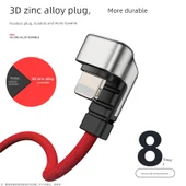 U Şekilli Dirsek Lightning Data Kablosu - Kırmızı 1.2m - 3