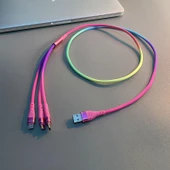 3'ü 1 Arada Çoklu Şarj Kablosu - 1 Metre - Minnie Oyuncak Seti - 10