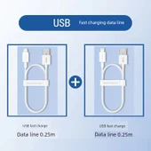USB - Lightning Kablosu - 0.25m - Beyaz - 1 Alana 1 Bedava - 1