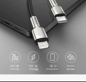 Mini Telefon Data Kablosu 25cm - USB - Type-C Siyah 66W Süper Hızlı Şarj Metal Örgülü - 1 Alana 1 Bedava - 7