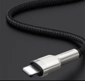 Mini Telefon Data Kablosu 25cm - USB - Type-C Siyah 66W Süper Hızlı Şarj Metal Örgülü - 1 Alana 1 Bedava - 9