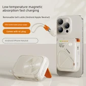10000mAh Manyetik Kablosuz Powerbank - Turuncu (AC Fiş/Magsafe/Data Kablolu) - 1