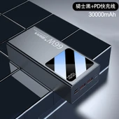 30000mAh Süper Hızlı Şarj Powerbank PD20W - Şövalye Siyahı + PD Hızlı Şarj Kablosu - 1