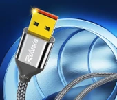 USB - Mini USB Data Kablosu 1.2m - Şık Gri Dokuma - T Şekilli Ağız - İkili Paket thumbnail 6