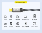 USB - Mini USB Data Kablosu 2.4m - Şık Gri Dokuma - T Şekilli Ağız - Tekli Paket thumbnail 9