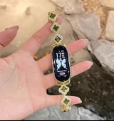 Xiaomi Bileklik 8Pro Altın Yeşil Dört Yapraklı Yonca Tam Elmas Kordon - 7
