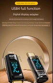 Dijital Ekranlı USB Adaptör - Şeffaf Mavi - PD140W - Düz - Type-C - 40Gbps - 8K - 7