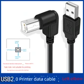 90 Derece Açılı USB 2.0 Yazıcı Kablosu - 5m - Sol Dirsek USB2.0 Baskı Hattı - 1