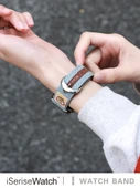 Apple Watch 42mm (10. Nesil) Açık Mavi Denim Desenli Deri Kordon - 4