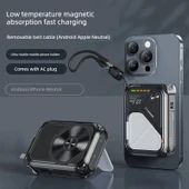 10000mAh Mıknatıslı MagSafe Kablosuz Hızlı Şarj Powerbank - Mürekkep Siyahı - 1