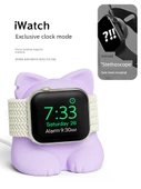 Manyetik Apple Watch Şarj Standı - Beyaz Kedi Tabanlı - 5