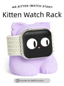 Manyetik Apple Watch Şarj Standı - Beyaz Kedi Tabanlı - 2