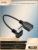 USB 2.0 Erkek - Dişi Dik Açılı Uzatma Kablosu - 50cm, USB Dişi - USB Erkek - 2