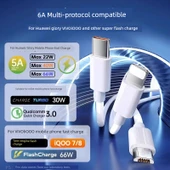 Üçlü Tip-C 66W Hızlı Araç Şarj Kablosu - 1.5m Fildişi Beyazı - 2'li Paket - 2