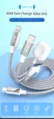 2'si 3 Arada PD27W 60W Manyetik Kablosuz Şarj Aleti 1.8m - Gümüş - Apple için - 5