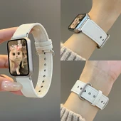 Xiaomi Bileklik 8 Pro Uyumlu Deri Kayış ve Ekran Koruyucu Film - Yanık Kahverengi - 11