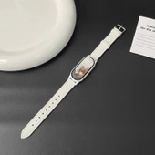 Xiaomi Bileklik 9 Seramik için Seramik NFC Beyaz Reçine Akıllı Kordon - Liçi Kabuğu-Beyaz - 1