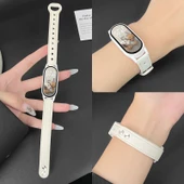 Xiaomi Bileklik 9/NFC için Seramik NFC Beyaz Reçine Akıllı Kordon - Çift Düğmeli Deri-Beyaz - 1