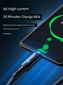 1.5m Kırmızı Otomatik Kapanan 4A Hızlı Şarj Micro USB Data Kablosu - 5