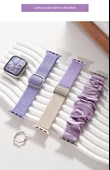 Apple Watch 42/44/45/49mm Uyumlu Mor Kelebek Tokalı Silikon Kordon - 10