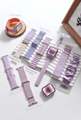 Apple Watch 42/44/45/49mm Uyumlu Mor Kelebek Tokalı Silikon Kordon - 7