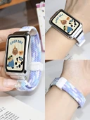 Oppo Bracelet 2 Uyumlu Lacivert Elastik Örgü Manyetik Tokalı Kordon [Metalik Siyah Çerçeve] - 2