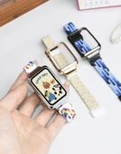 Oppo Bracelet 2 Uyumlu Lacivert Elastik Örgü Manyetik Tokalı Kordon [Metalik Siyah Çerçeve] - 8