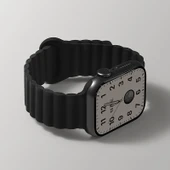 Manyetik Silikon Apple Watch Kordonu - S9/8/7 (45mm) - Siyah - 1
