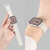 Manyetik Silikon Apple Watch Kordonu - S9/8/7 (45mm) - Siyah - 2