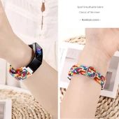 Honor Band 4/5 Uyumlu Siyah Naylon Örgü Velcro Kordon thumbnail 4