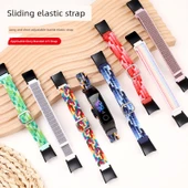 Honor Band 4/5 Uyumlu Siyah Naylon Örgü Velcro Kordon thumbnail 2