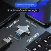 Üçü Bir Arada OTG Adaptörü - Siyah Metal Kasa thumbnail 4