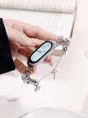Xiaomi Bileklik 3/4/5/6 Uyumlu Elmas Kelebek Gümüş Metal Kasa Kordon - 2