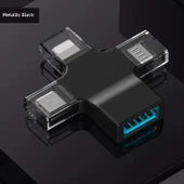 Üçü Bir Arada OTG Adaptörü - Siyah Metal Kasa thumbnail 1