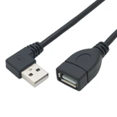 90 Derece Dirsek USB 2.0 Uzatma Kablosu - 1m - Sol Açılı - 1