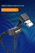 90 Derece Dirsek USB 2.0 Uzatma Kablosu - 0.5m - Yukarı Açılı - 7