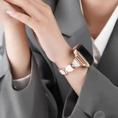 Elmas Metal Apple Watch Kordon ve Koruyucu Kılıf - iwatch 4/5/6/SE [44mm] - Gümüş/Beyaz Kasa + Gümüş Bağlantı - 3
